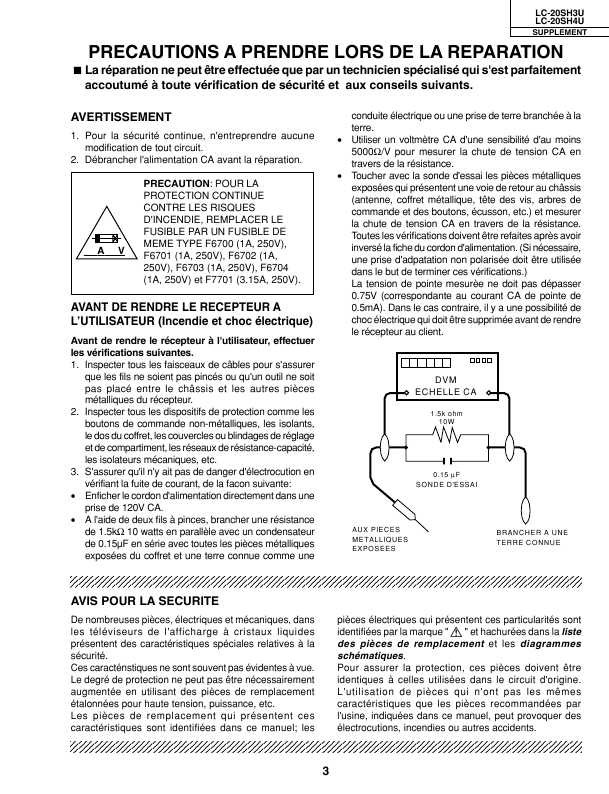 Сервисная инструкция Sharp LC-20SH3, LC-20SH4U