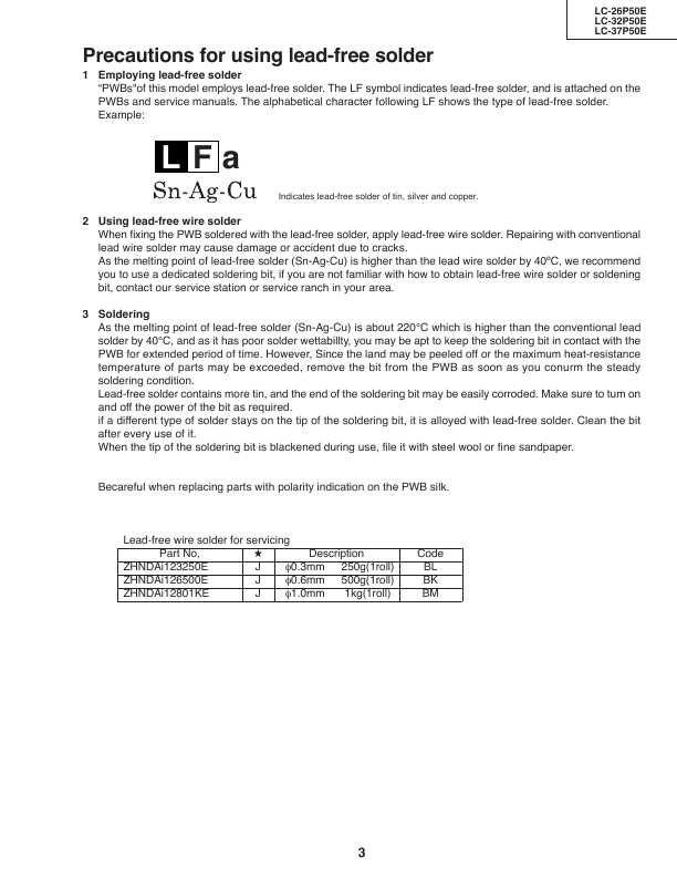 Сервисная инструкция Sharp LC-26P50E, LC-32P50E, LC-37P50E