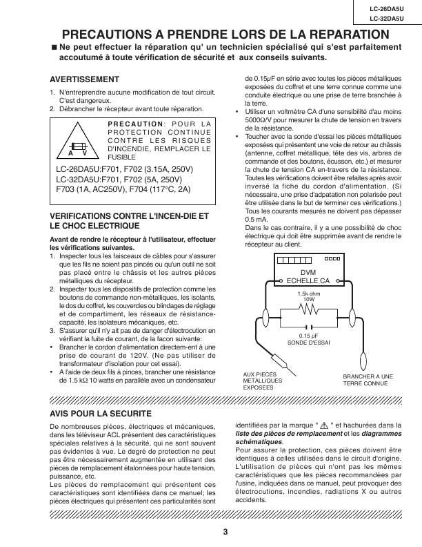 Сервисная инструкция Sharp LC-26DA5U, LC-32DA5U