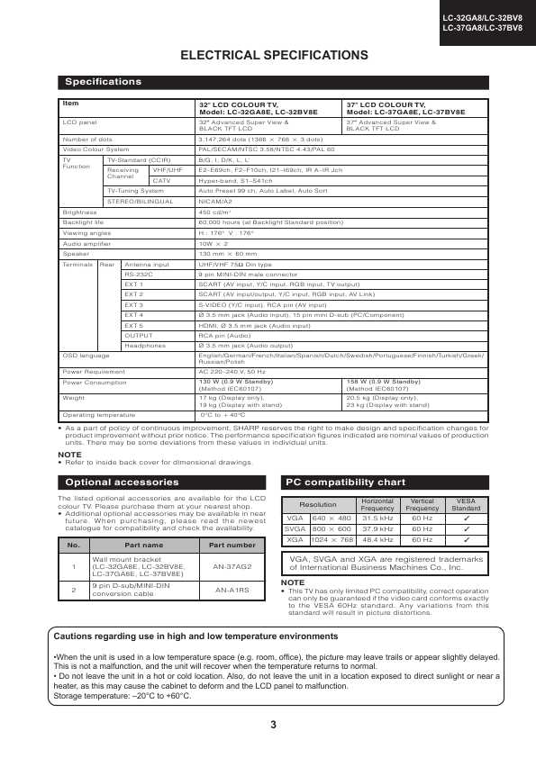 Сервисная инструкция Sharp LC-32BV6RU, LC-37BV6RU