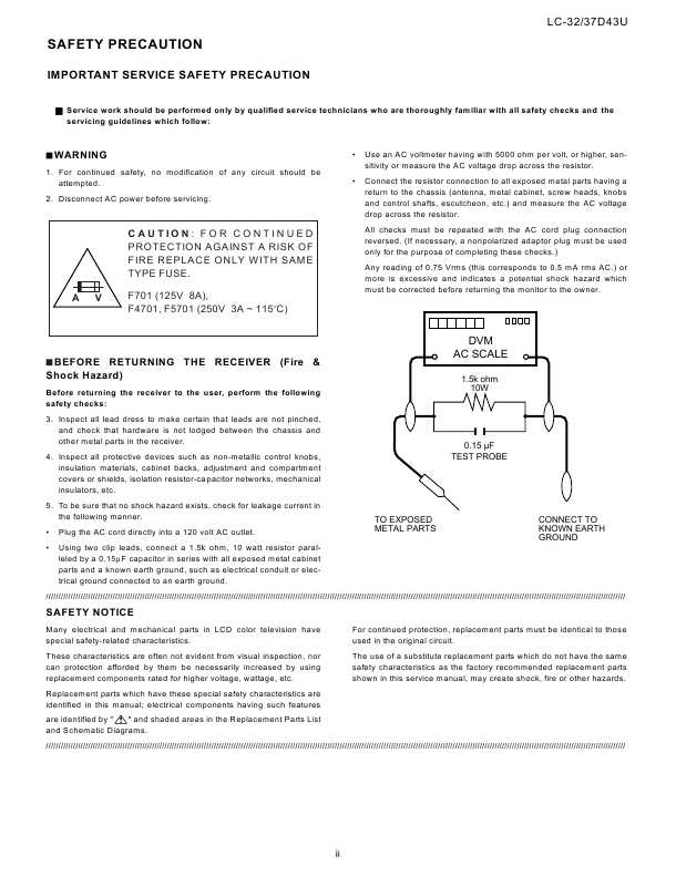 Сервисная инструкция Sharp LC-32D43U, LC-37D43U