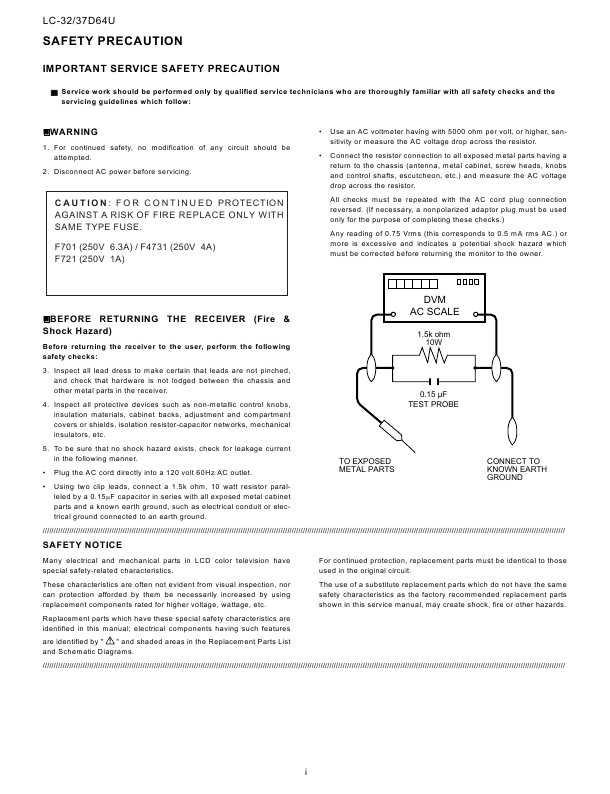 Сервисная инструкция Sharp LC-32D64U, LC-37D64U