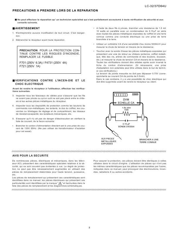 Сервисная инструкция Sharp LC-32D64U, LC-37D64U