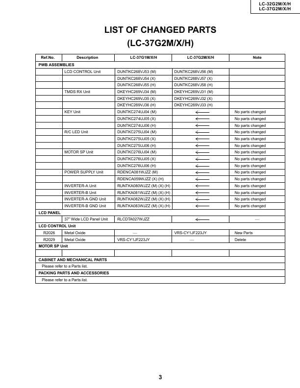Сервисная инструкция Sharp LC-32G2M, LC-37G2M