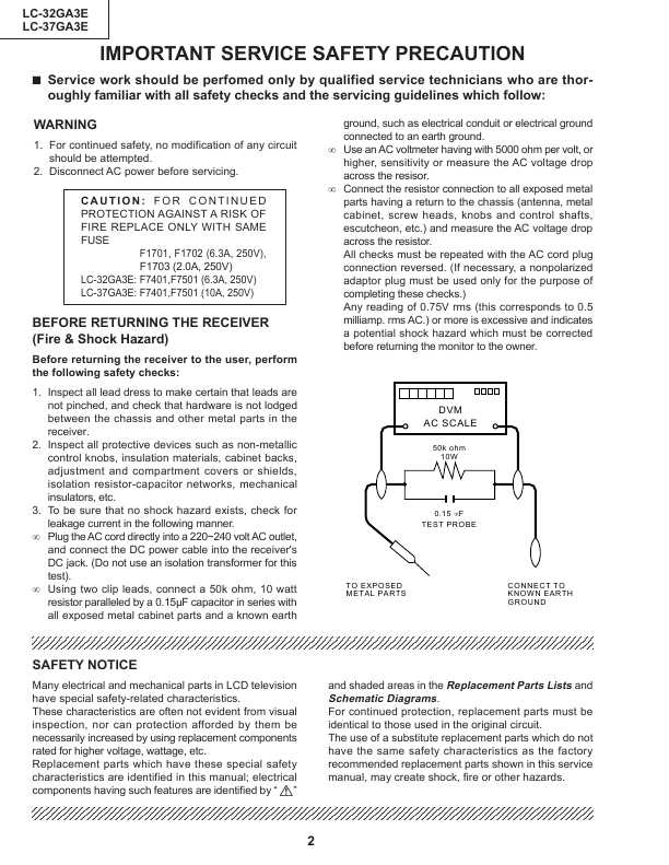 Сервисная инструкция Sharp LC-32GA3E, LC-37GA3E