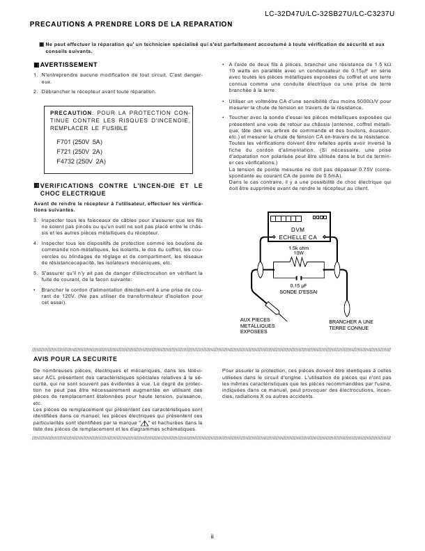 Сервисная инструкция Sharp LC-32D47, LC-32SB27U, LC-32C3237U