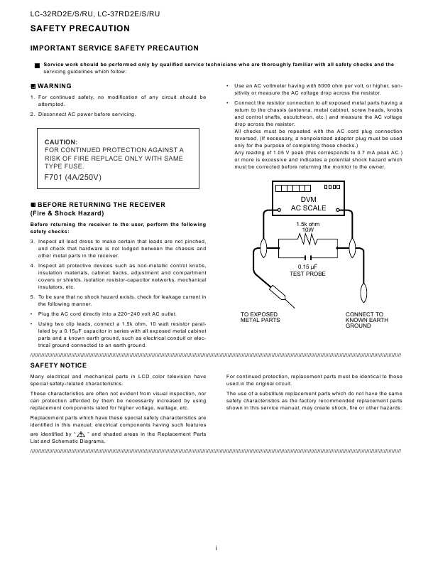 Сервисная инструкция Sharp LC-32RD2RU, LC-37RD2RU