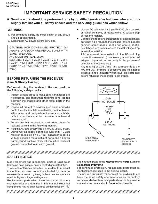 Сервисная инструкция Sharp LC-37HV4D, LC-37HV4U