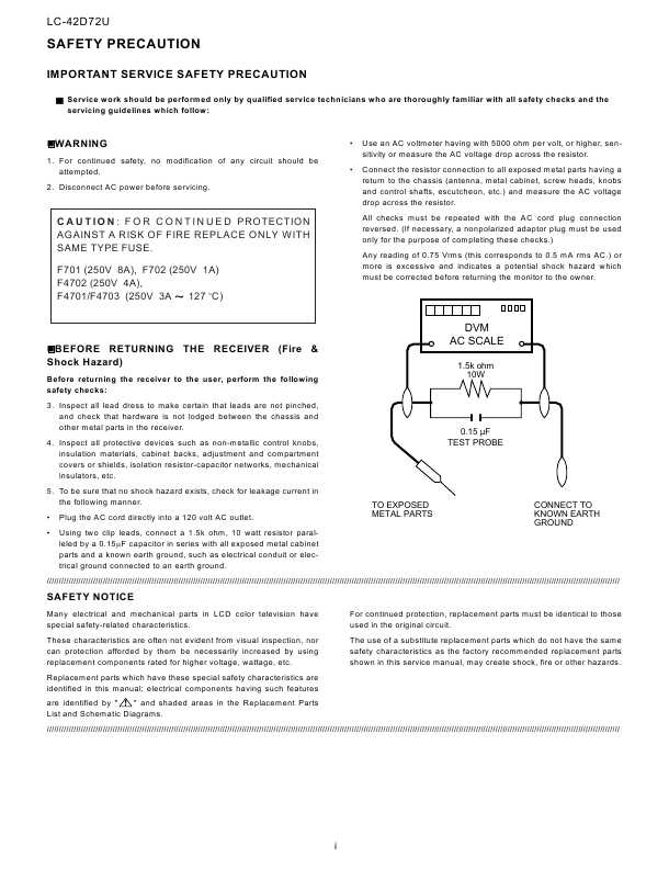 Сервисная инструкция Sharp LC-42D72U