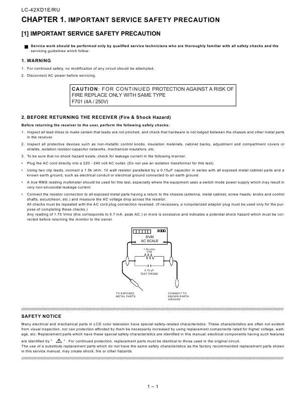 Сервисная инструкция Sharp LC-42XD1E, RU