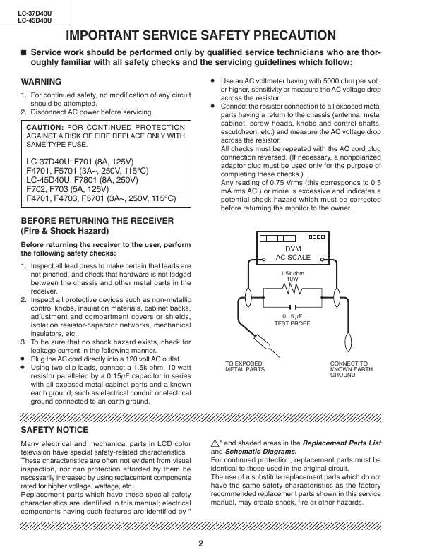 Сервисная инструкция Sharp LC-45D40U