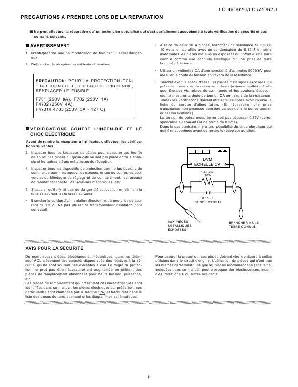 Сервисная инструкция Sharp LC-46D62U, LC-52D62U