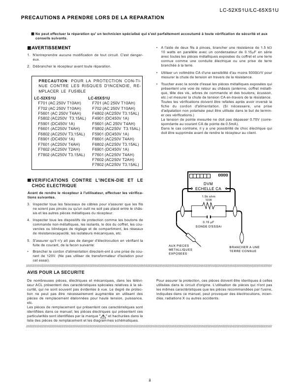 Сервисная инструкция Sharp LC-52XS1U, LC-65XS1U