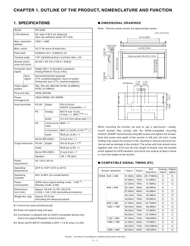 Сервисная инструкция Sharp PN-525U