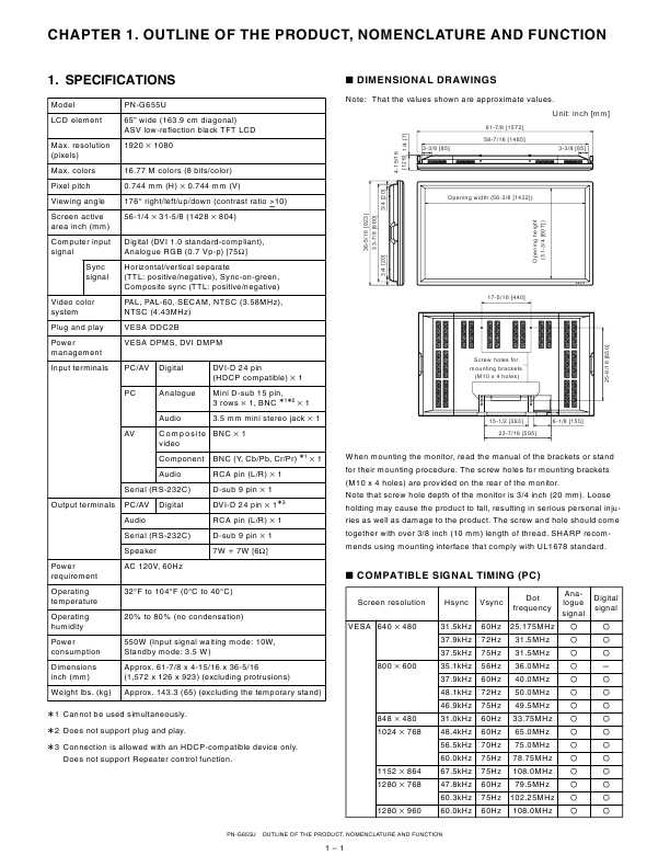 Сервисная инструкция Sharp PN-G655U