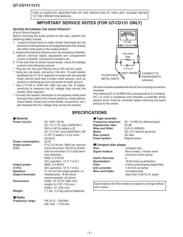 Сервисная инструкция SHARP QT-CD131