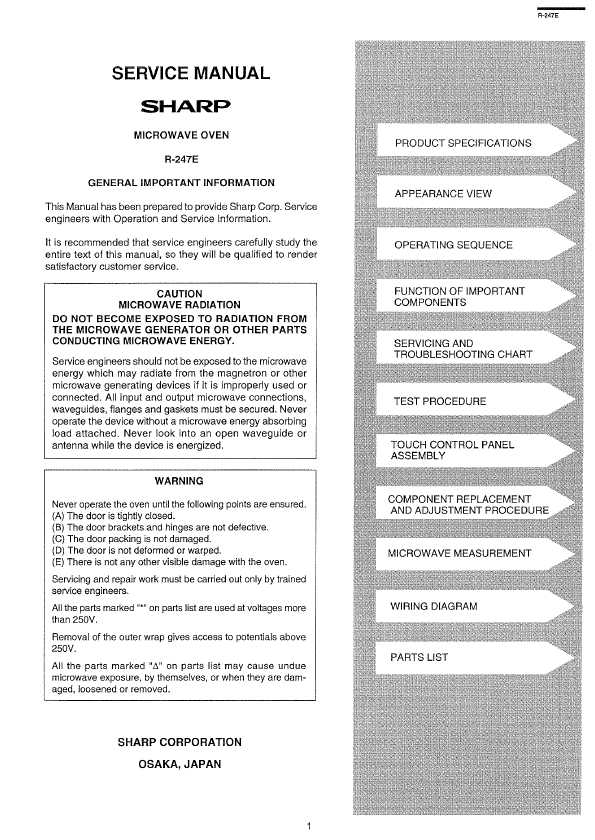 Сервисная инструкция Sharp R-247E