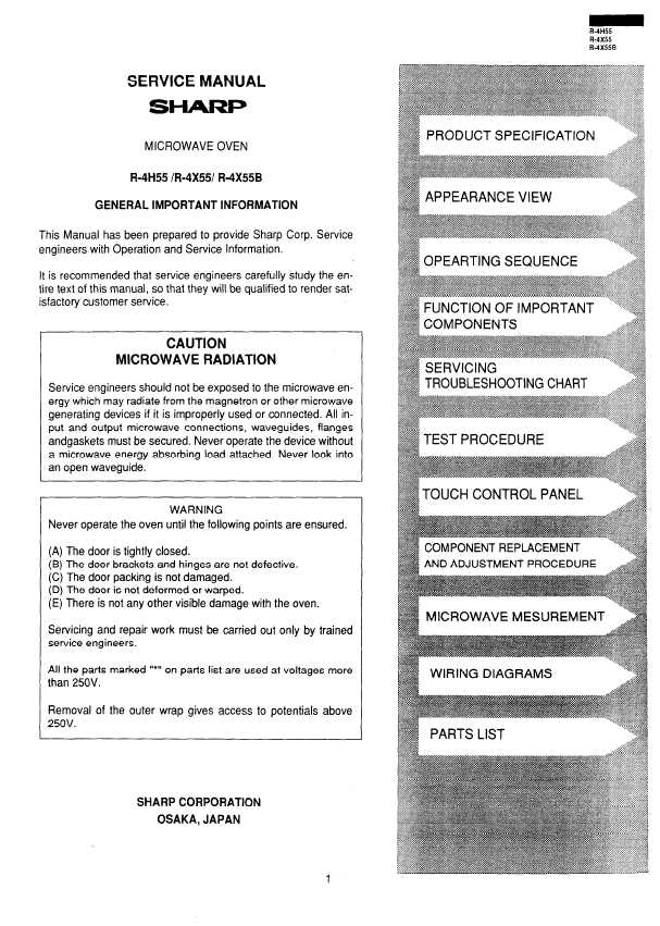 Сервисная инструкция Sharp R-4H55, R-4X55