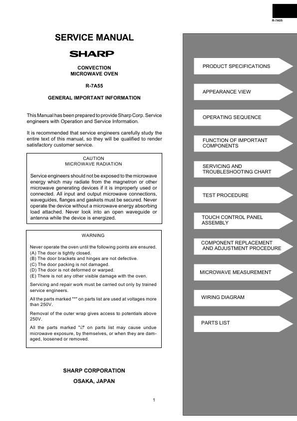Сервисная инструкция Sharp R-7A55