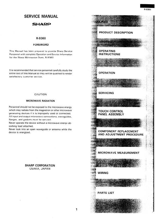 Сервисная инструкция Sharp R-9360