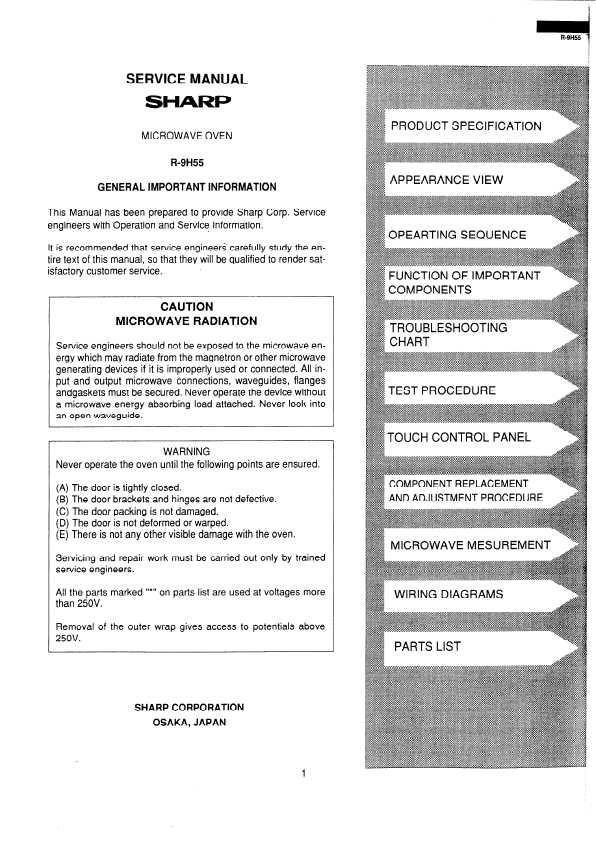 Сервисная инструкция Sharp R-9H55