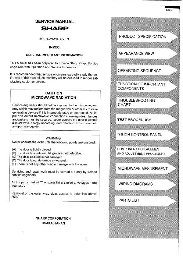 Сервисная инструкция Sharp R-9X55