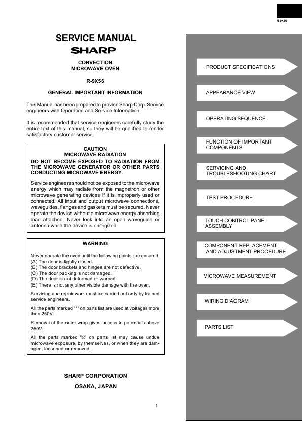Сервисная инструкция Sharp R-9X56