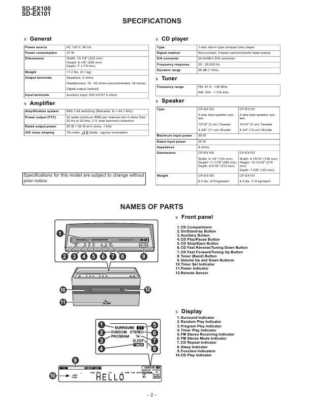 Сервисная инструкция Sharp SD-EX100, SD-EX101