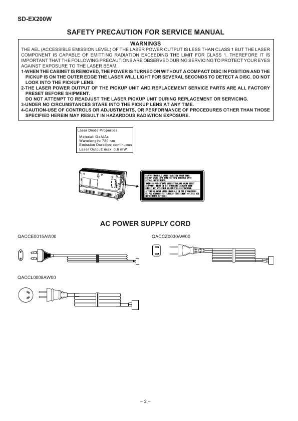 Сервисная инструкция Sharp SD-EX200W