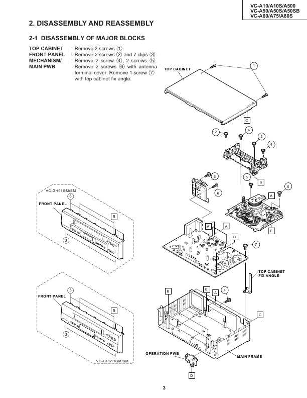 Сервисная инструкция Sharp VC-A10 S, VC-A50 S, VC-A500, VC-A60, VC-A75, VC-A80S