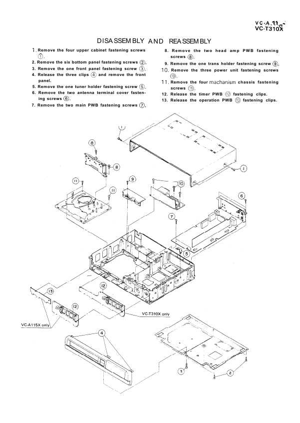 Сервисная инструкция Sharp VC-A115X, VC-T310X