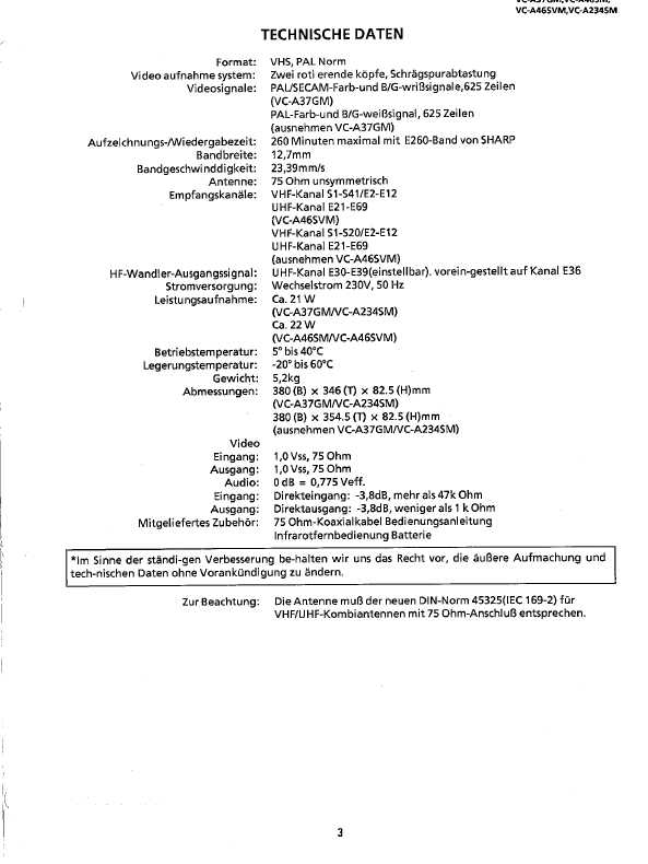 Сервисная инструкция Sharp VC-A37GM, VC-A46SM, VC-A46SVM, VC-A234SM