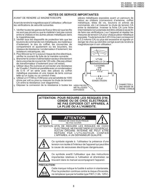 Сервисная инструкция Sharp VC-A382U, VC-A582U, VC-A5833U, VC-H982U, VC-H983U, VC-H9833U