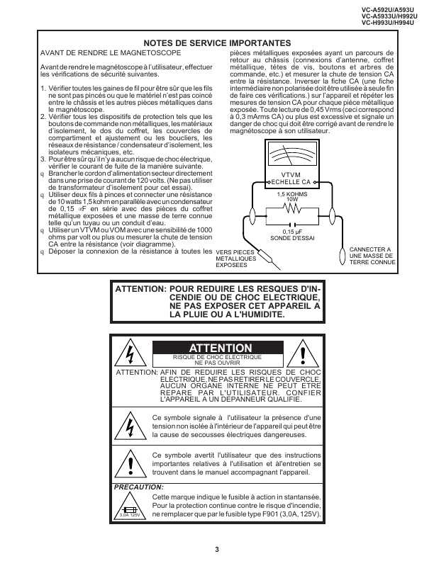 Сервисная инструкция Sharp VC-A592U, VC-A593U, VC-A5933U, VC-H992U, VC-H993U, VC-H994U