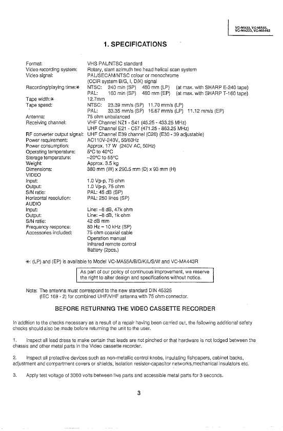 Сервисная инструкция Sharp VC-MA33, VC-MA55, VC-MA223, VC-MA443