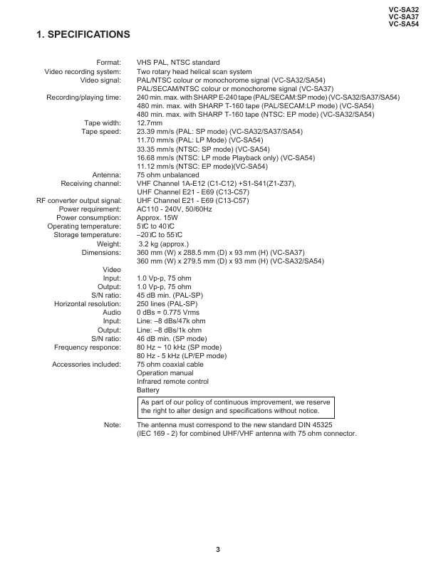 Сервисная инструкция Sharp VC-SA32, VC-SA37, VC-SA54