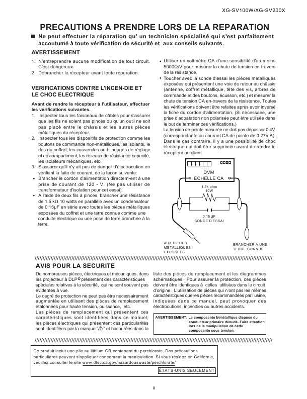 Сервисная инструкция Sharp XG-SV100W, XG-SV200X