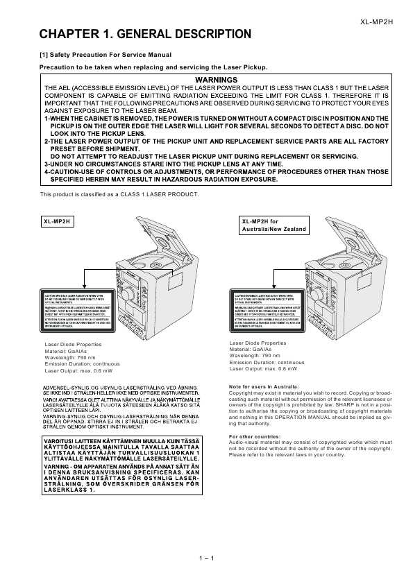 Сервисная инструкция Sharp XL-MP2H