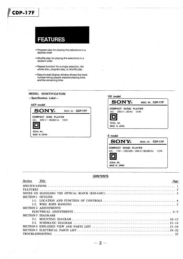 Сервисная инструкция Sony CDP-17F