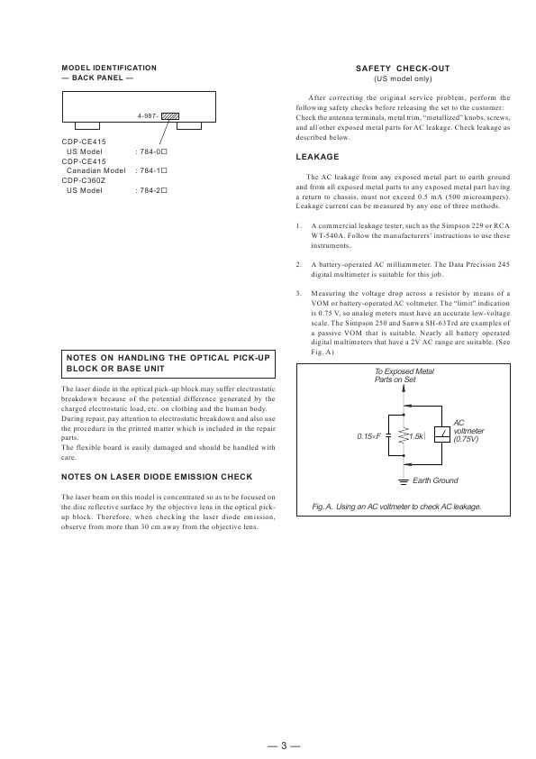 Сервисная инструкция Sony CDP-C360Z, CDP-CE415