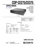 Сервисная инструкция Sony CDP-CE275, CDP-CE375