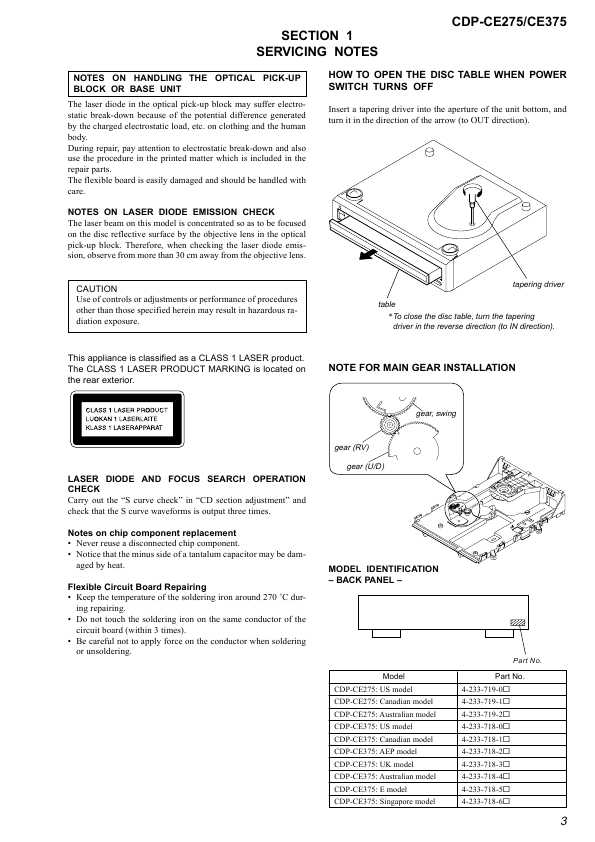 Сервисная инструкция Sony CDP-CE275, CDP-CE375