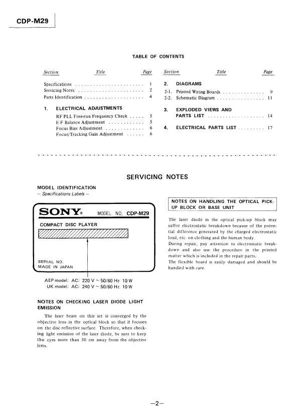 Сервисная инструкция Sony CDP-M29