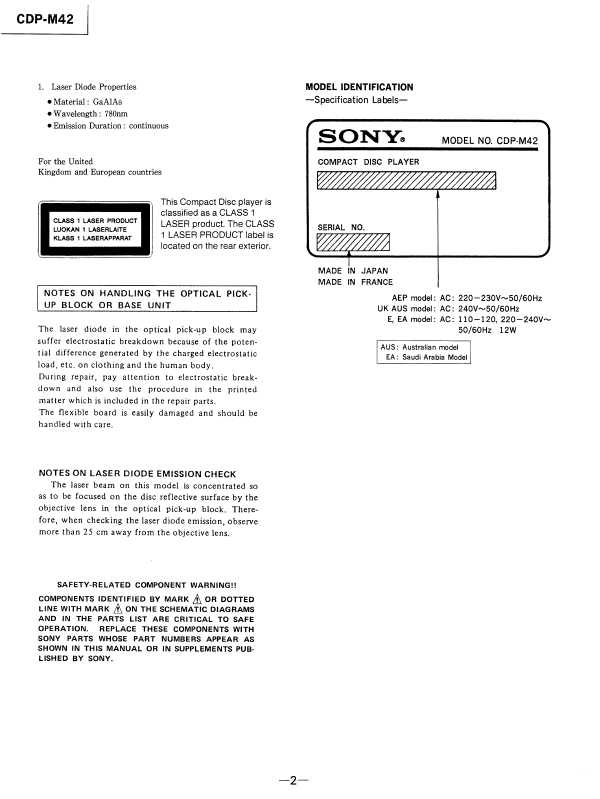 Сервисная инструкция Sony CDP-M42