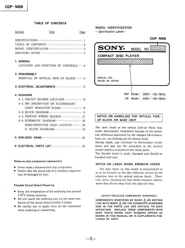 Сервисная инструкция Sony CDP-M99