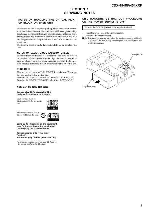Сервисная инструкция Sony CDX-454XRF