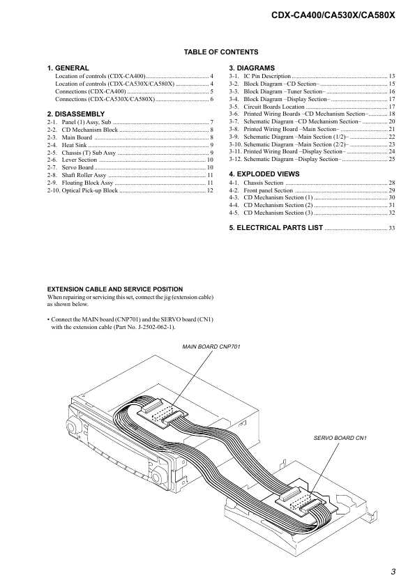 Сервисная инструкция Sony CDX-CA400, CDX-CA530X, CDX-CA580X