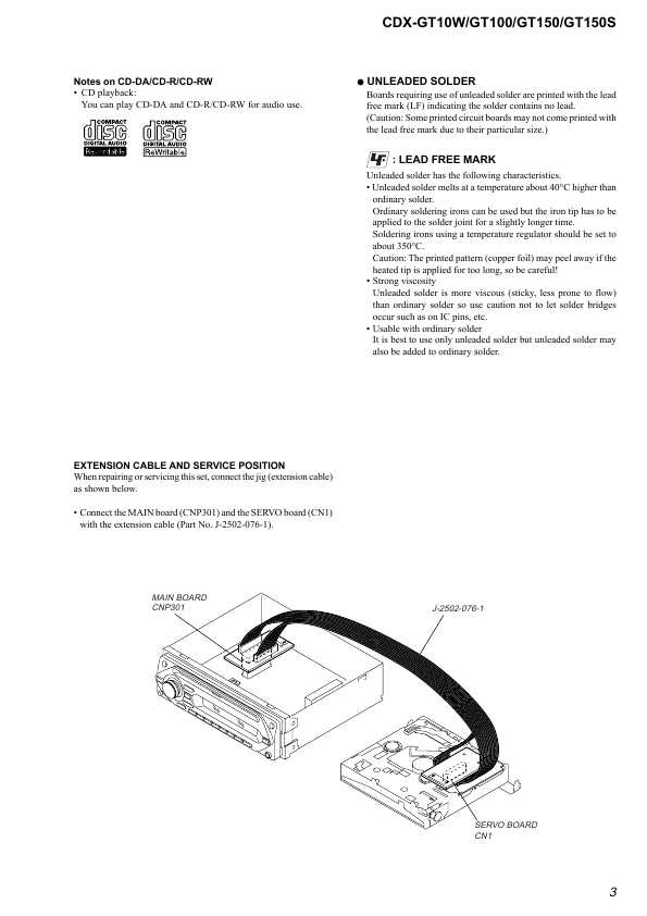 Сервисная инструкция Sony CDX-GT10W, CDX-GT100, CDX-GT150, CDX-GT150S