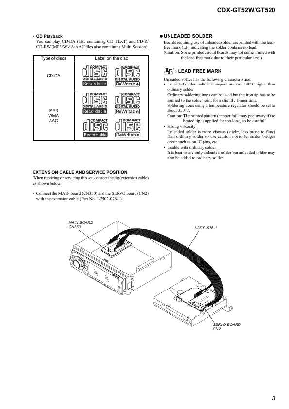 Сервисная инструкция Sony CDX-GT52W, CDX-GT520