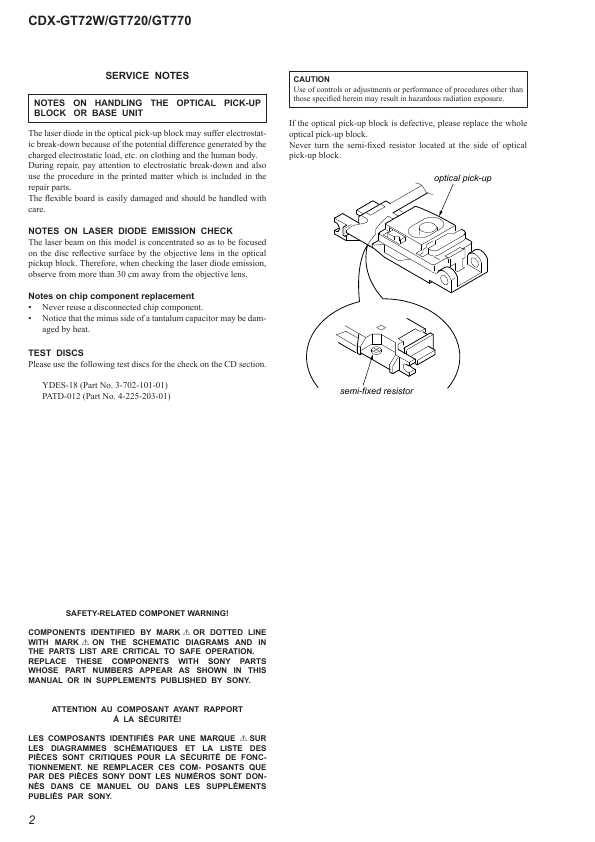 Сервисная инструкция Sony CDX-GT72W, CDX-GT720, CDX-GT770